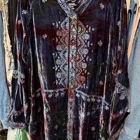 Velvet Embroidered Tunic Top - Picture 5 of 9